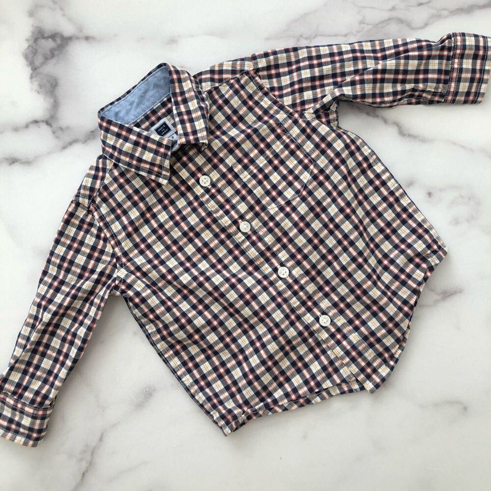 Janie and Jack long sleeve plaid shirt red blue yellow